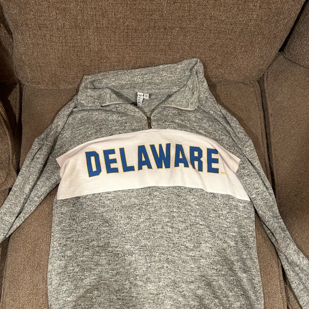 University of Delaware Gray Quarter-Zip Sweater